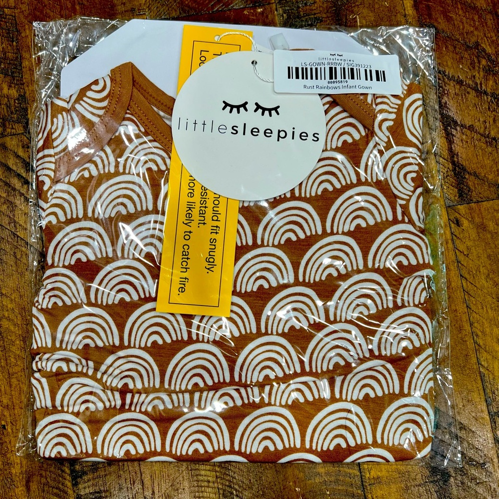 NWT Little Sleepies Rust Rainbows Infant Gown
